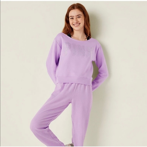 Vs pink lavender bling off the shoulder sweatshirt, size xl. NWT. - Picture 5 of 6